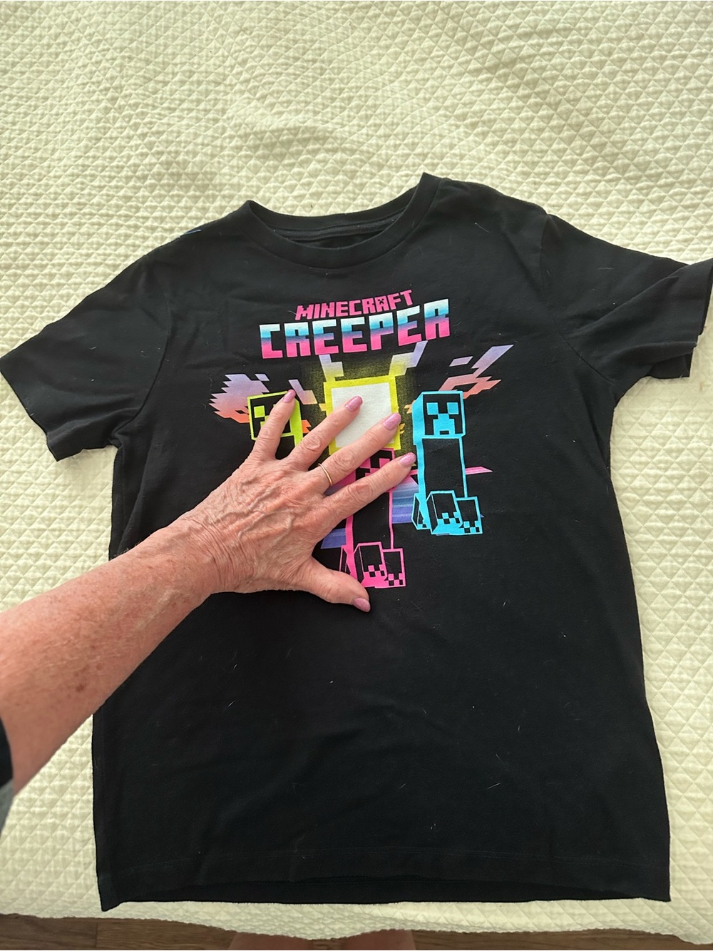 Minecraft Old Navy Black Tee with Neon Pixel Graphic